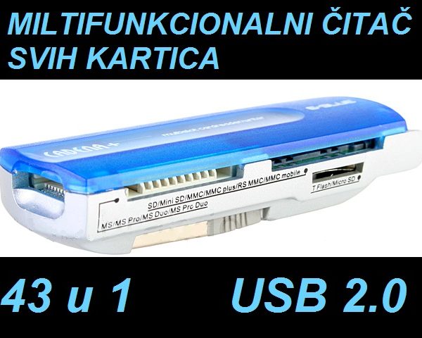 NOVO -USB čitač kartica 43 u 1