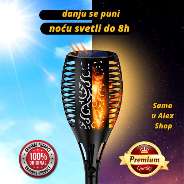 Led Solarna baklja za baštu sa efektom plamena