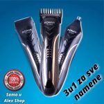 3u1 mašinica za šišanje i brijanje +trimer za bradu, nos i uši