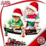 veliki novogodišnji vozić oko jelke sa deda mrazom