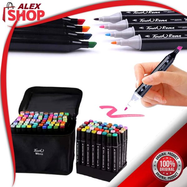 Veliki set dvostranih flomastera i markera sa torbicom