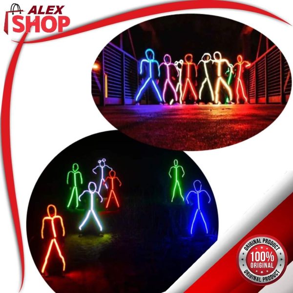 Svetleći kostim sa LED trakama u različitim bojama, prikaz proizvoda na tamnoj pozadini