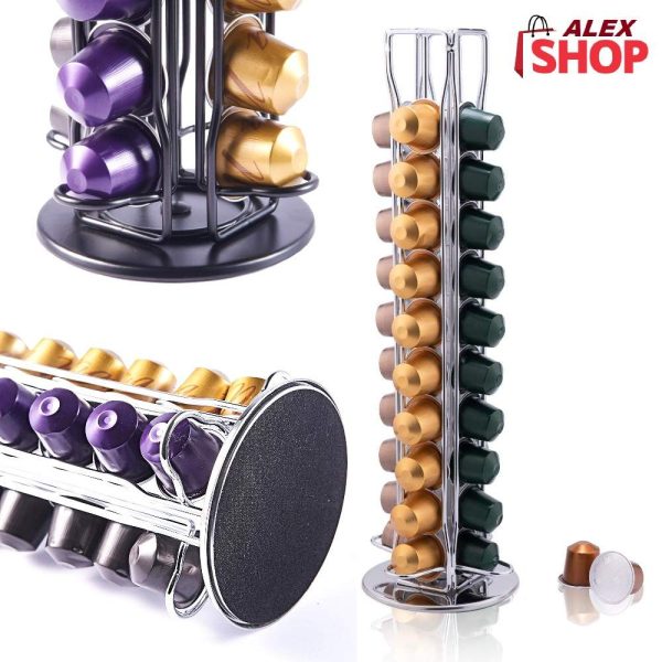 Rotirajući držač za Nespresso kapsule viđen odozgo sa punim kapacitetom od 40 kapsula