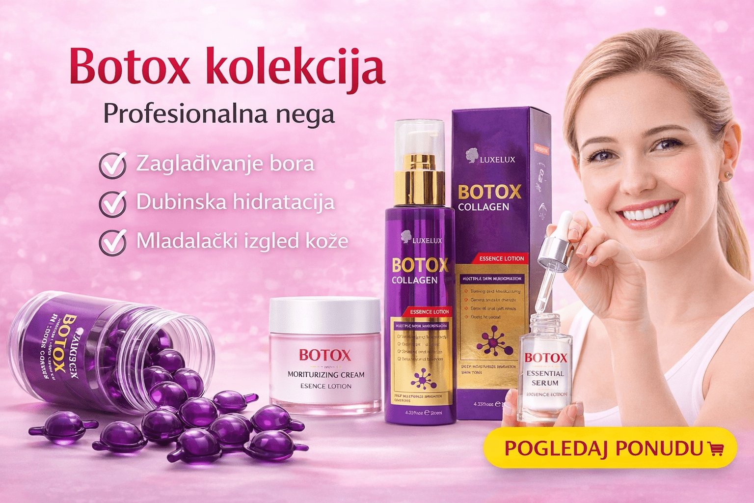 Botox kolekcija profesionalne nege za zaglađivanje bora i hidrataciju kože
