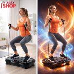 Vibro masažer platforma – žena radi vežbe i balans trening