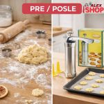 Pre i posle korišćenja pištolja za kolače – testo i gotovi kolačići