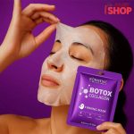 Žena koristi Botox collagen masku za lice za hidrataciju i lifting efekat kože
