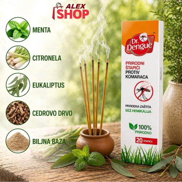 prirodni sastojci štapića protiv komaraca – menta, citronela, eukaliptus i cedrovo drvo