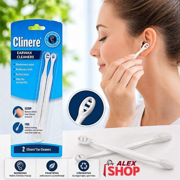 žena koristi silikonski alat za čišćenje ušiju