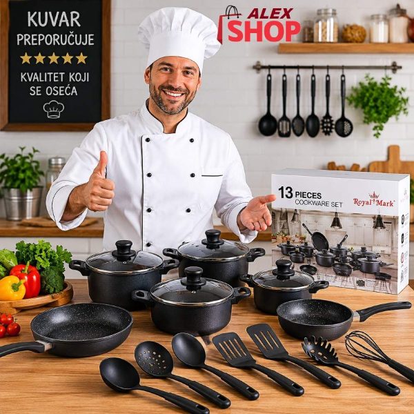 Profesionalni kuvar preporučuje granitni nelepljivi set šerpi 13 delova