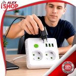 Produžni razdelnik sa 2 utičnice i 3 USB porta za laptop i kancelariju
