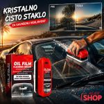Čišćenje vetrobrana automobila uz pre i posle efekat na staklu