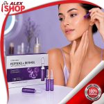 Žena nanosi Peptides + Retinol serum u ampulama za smanjenje bora i regeneraciju kože