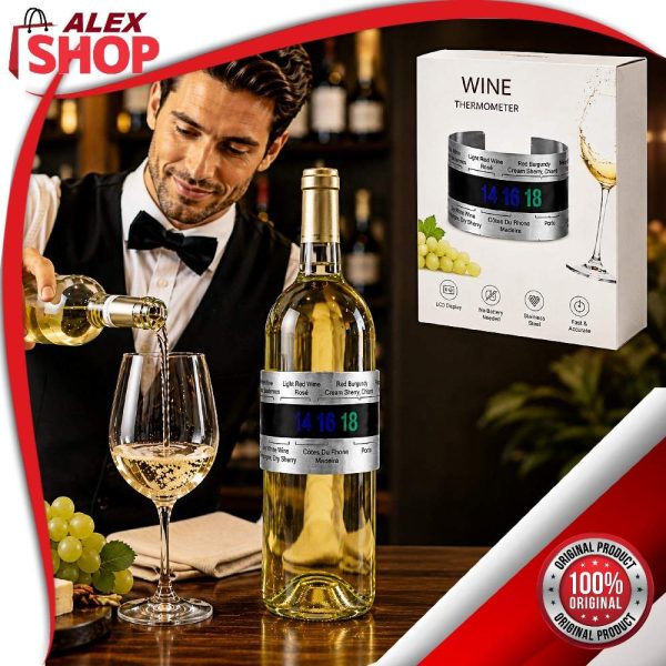 LCD termometar za vino na flaši belog vina