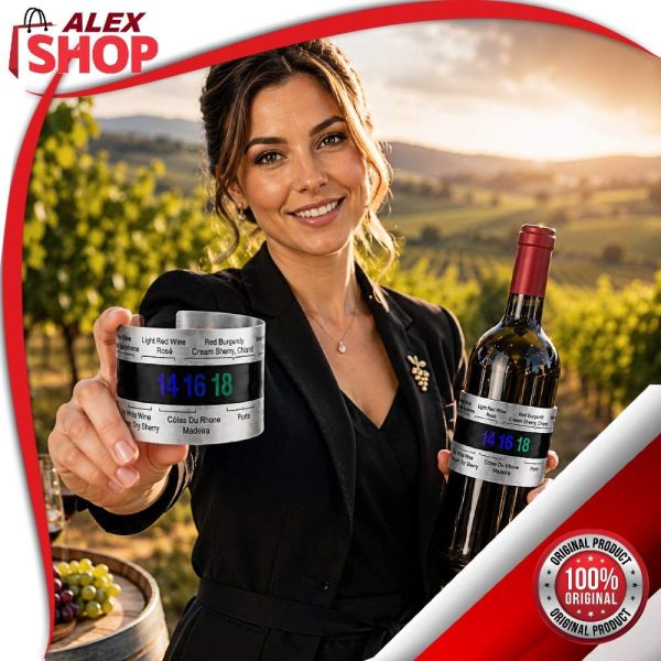 Somelijer preporučuje LCD termometar za vino i pokazuje korišćenje na flaši