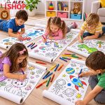 Dečija bojanka u rolni sa ilustracijama i bojicama