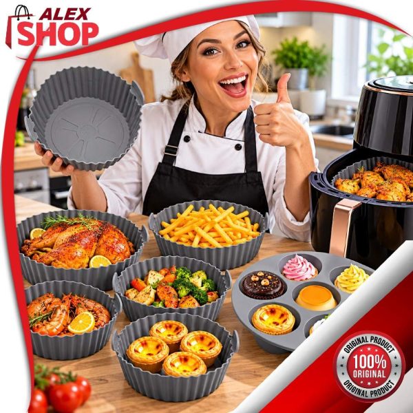 Kuvarica preporučuje set silikonskih posuda za Air Fryer 7u1 za pripremu različitih jela