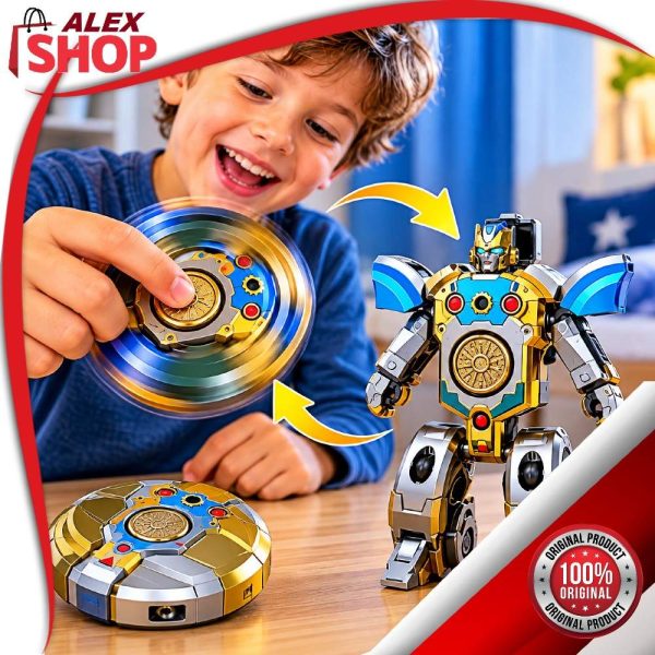 Transformers Spinner Robot 2 u 1 antistres igračka – dečak se igra robotom koji se pretvara u spinner